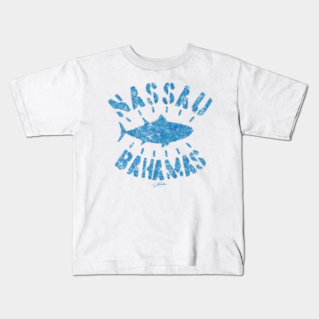 Nassau, Bahamas, Bluefin Tuna (Distressed) Kids T-Shirt by jcombs